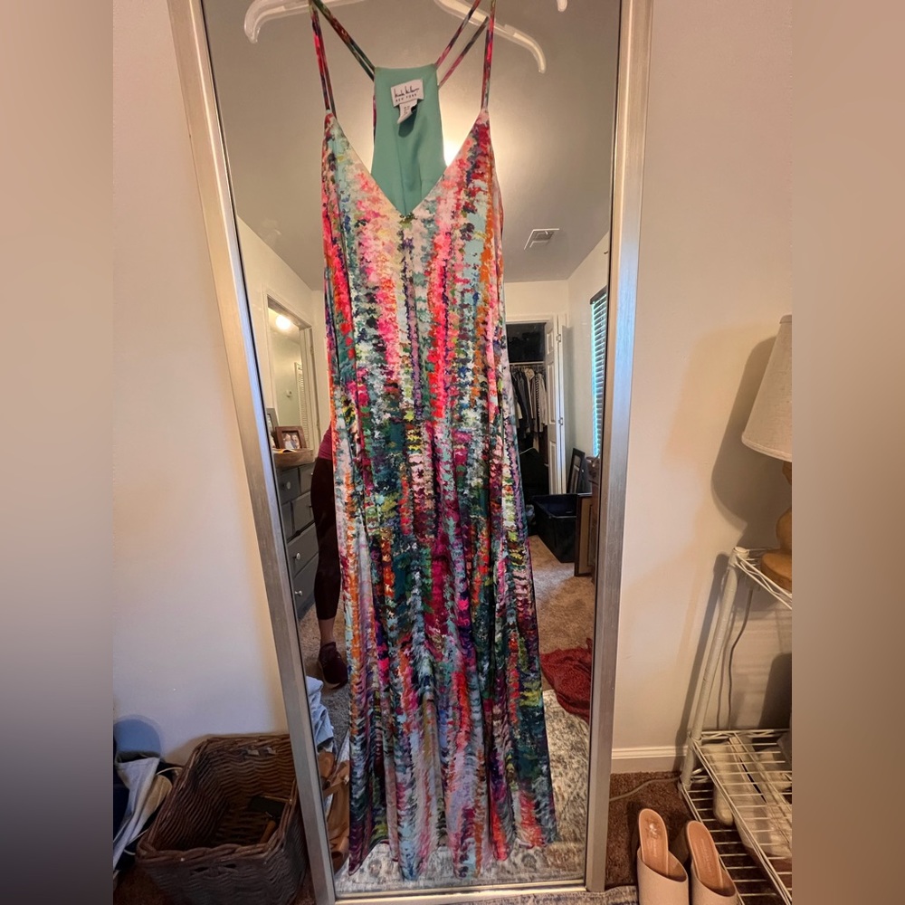 Multi colored maxi dress with built in bra